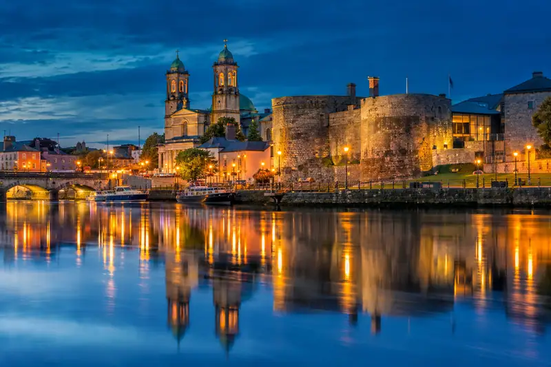 Athlone Castle and the Shannon at dusk